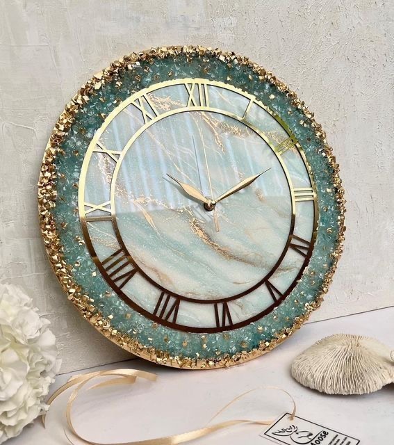 A modern wall clock made of resin