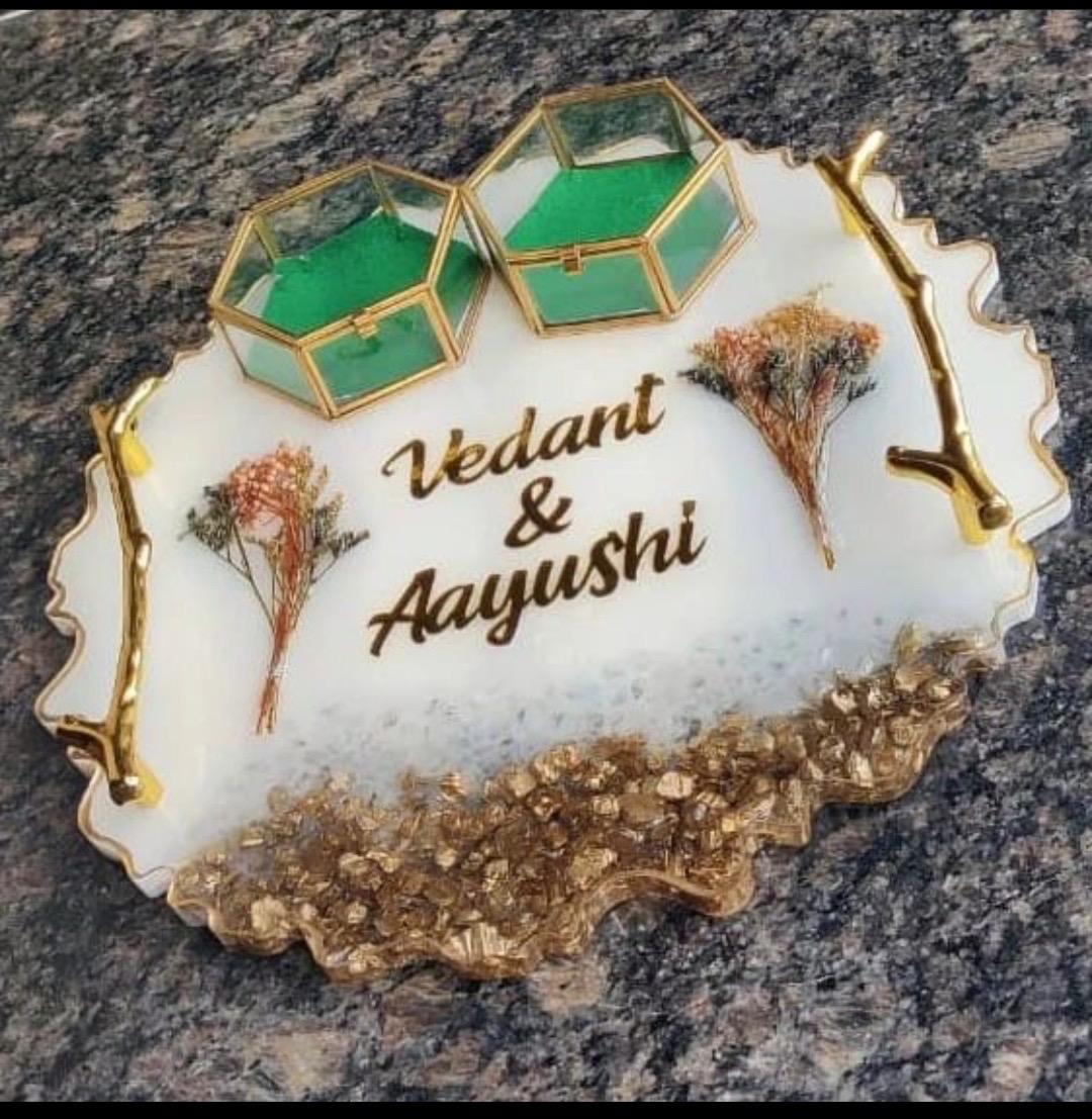 An ornate resin wedding platter